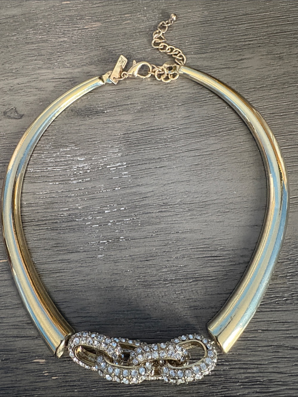 INC International Concepts Gold Crystal Link Collar Necklace